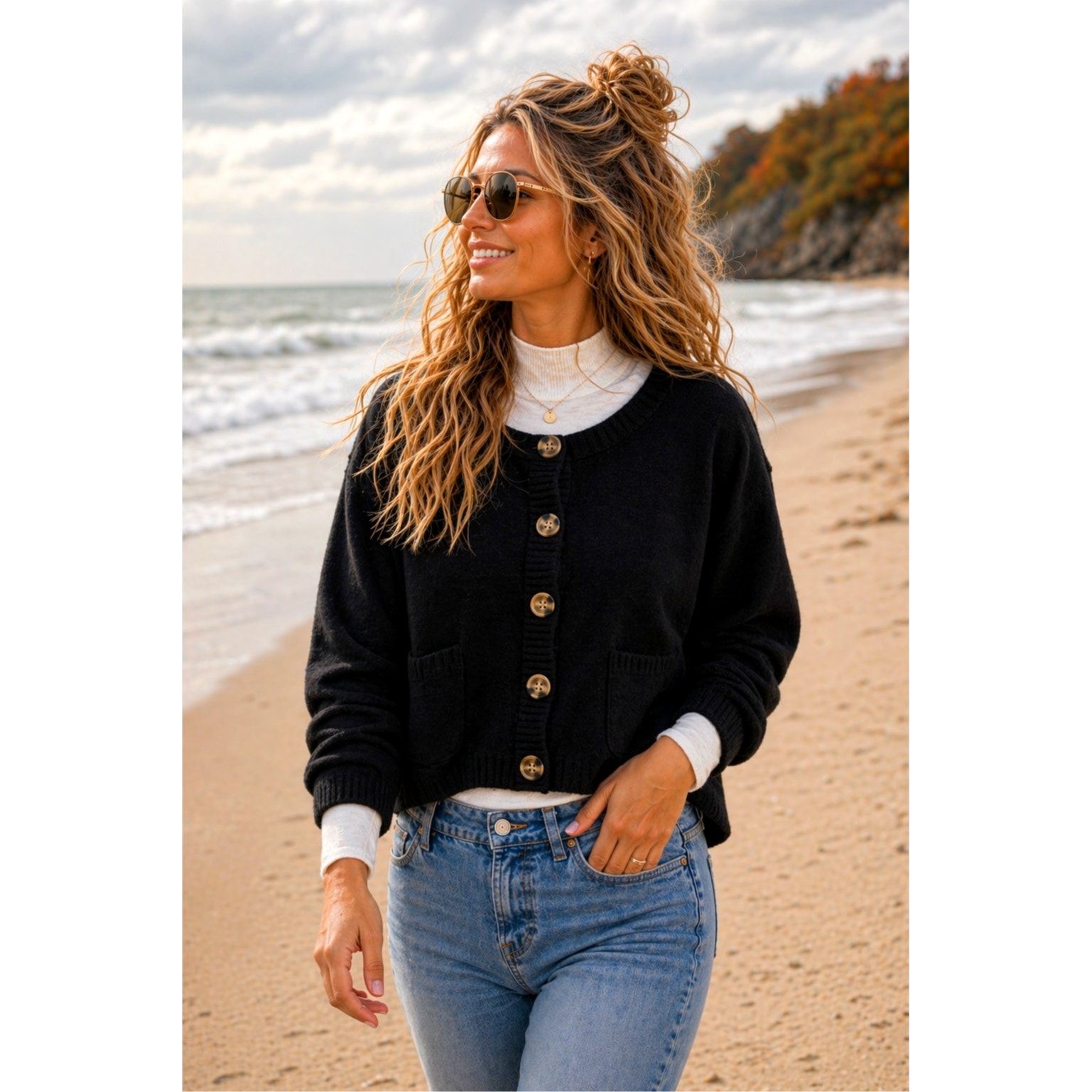 Free People Luna Cardigan Black Size Xl